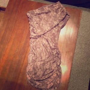 Taupe lace one shoulder dress
